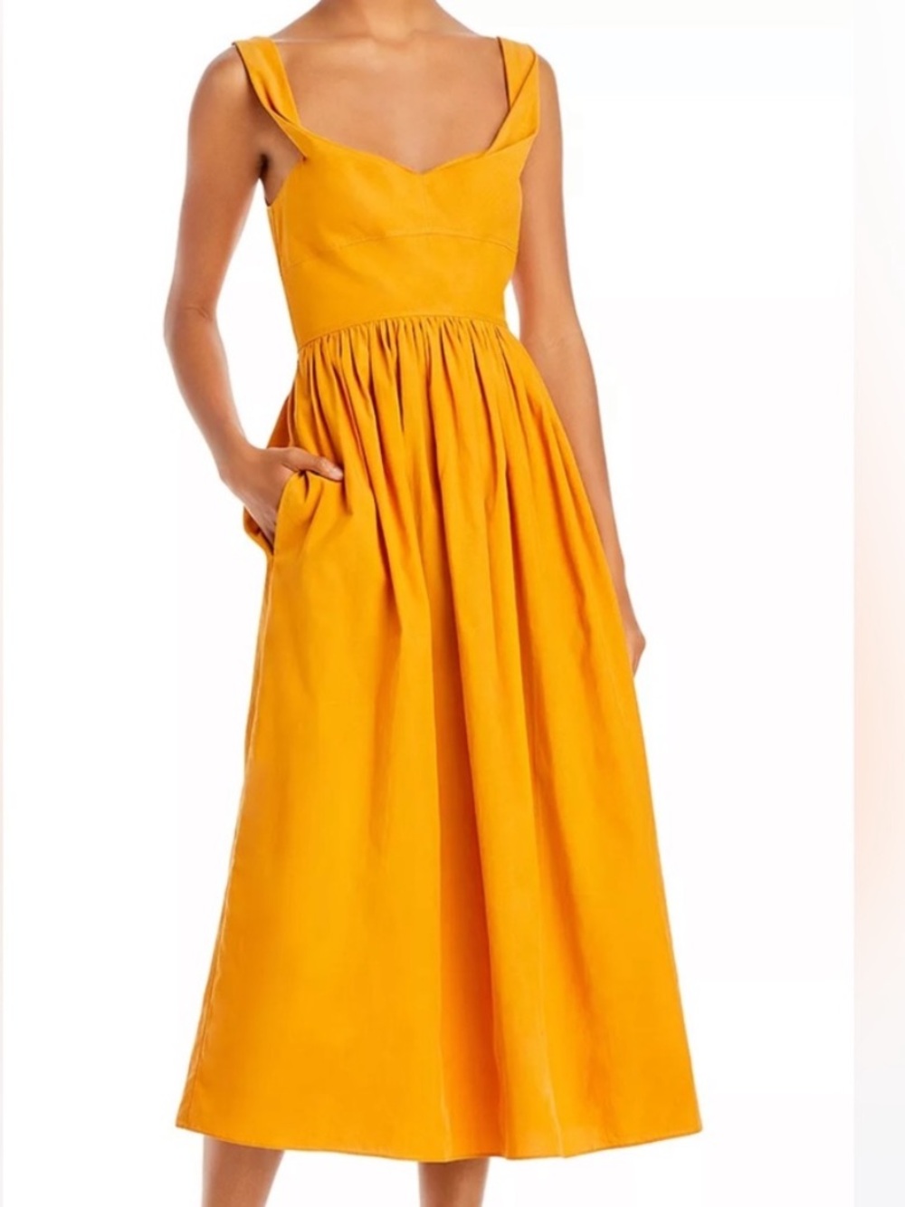 Rebecca Taylor Yellow Orange Sleeveless Midi Dress